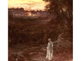 Jesus standing on the Mount of Olives in the evening - by William Hole